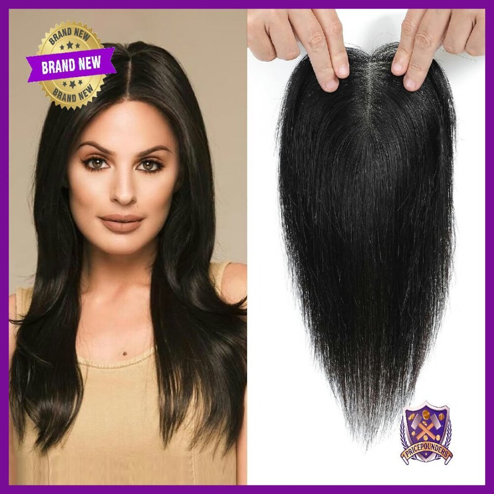 Real Human Hair Topper 12 Inch 120% Density Swiss Base for Thinning Hair